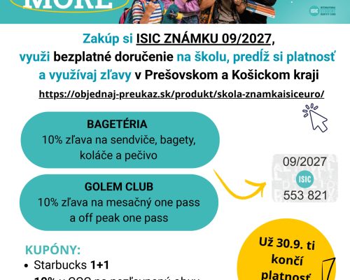 Predĺž si platnosť preukazu ISIC/EURO<26